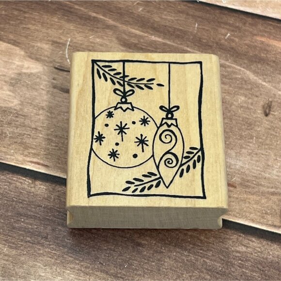 A MUSE 2-2035F HANGING ORNAMENTS WOOD MOUNTED RUBBER STAMP HOLIDAY - Picture 1 of 4